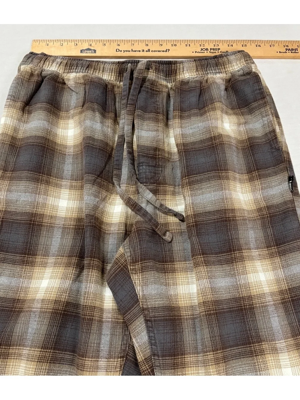 Eddie Bauer Men's Brown Plaid Lounge Pants with Drawstring Waist